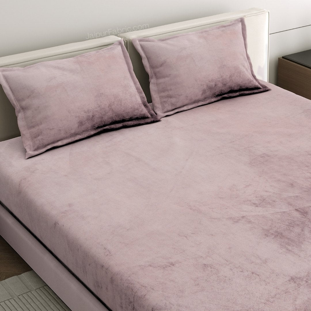 Dusty Rose Soft Woolen Double Bedsheet with Matching Pillow Covers