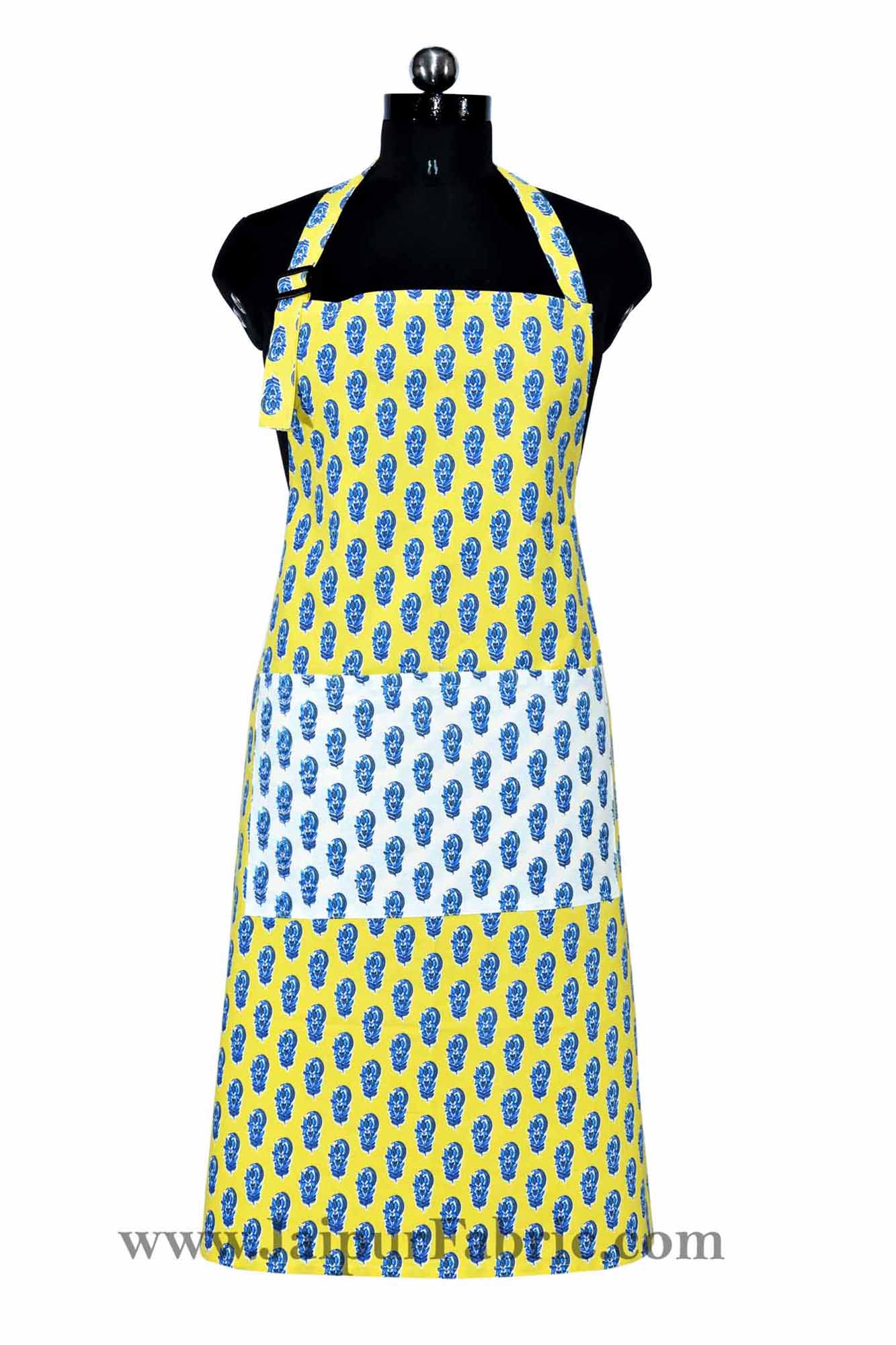 Colorblock Apron floral block print yellow apron – JaipurFabric®