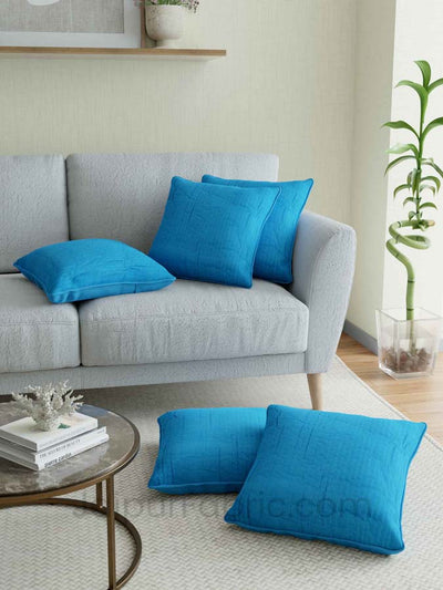 Blue Quilted Cotton Cushion Cover