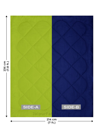 Lemon Green-Navy Blue Double Bed Comforter