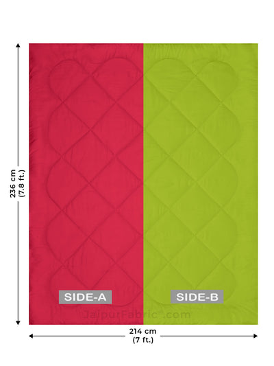 Lemon Green-Pink Double Bed Comforter