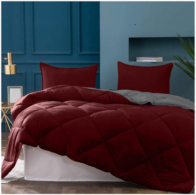 Maroon-Grey Double Bed Comforter
