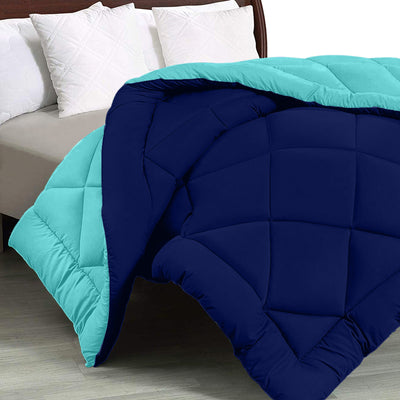 Navy Blue- Aqua Green Double Bed Comforter