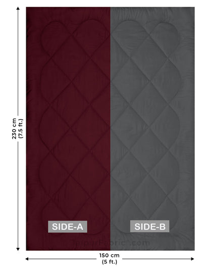 Maroon Dark Grey Single Bed Comforter