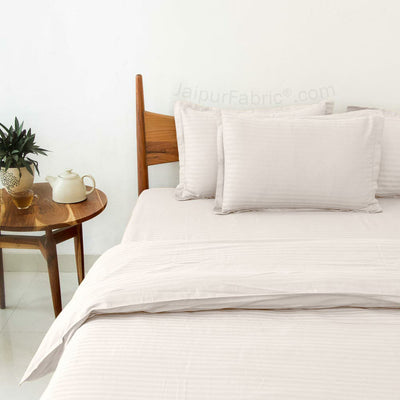 WhiteSatin Stripes Matching Bedsheet and Comforter SET of 4 Bed in a Bag