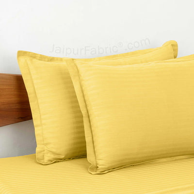 Mustard GoldSatin Stripes Matching Bedsheet and Comforter SET of 4 Bed in a Bag