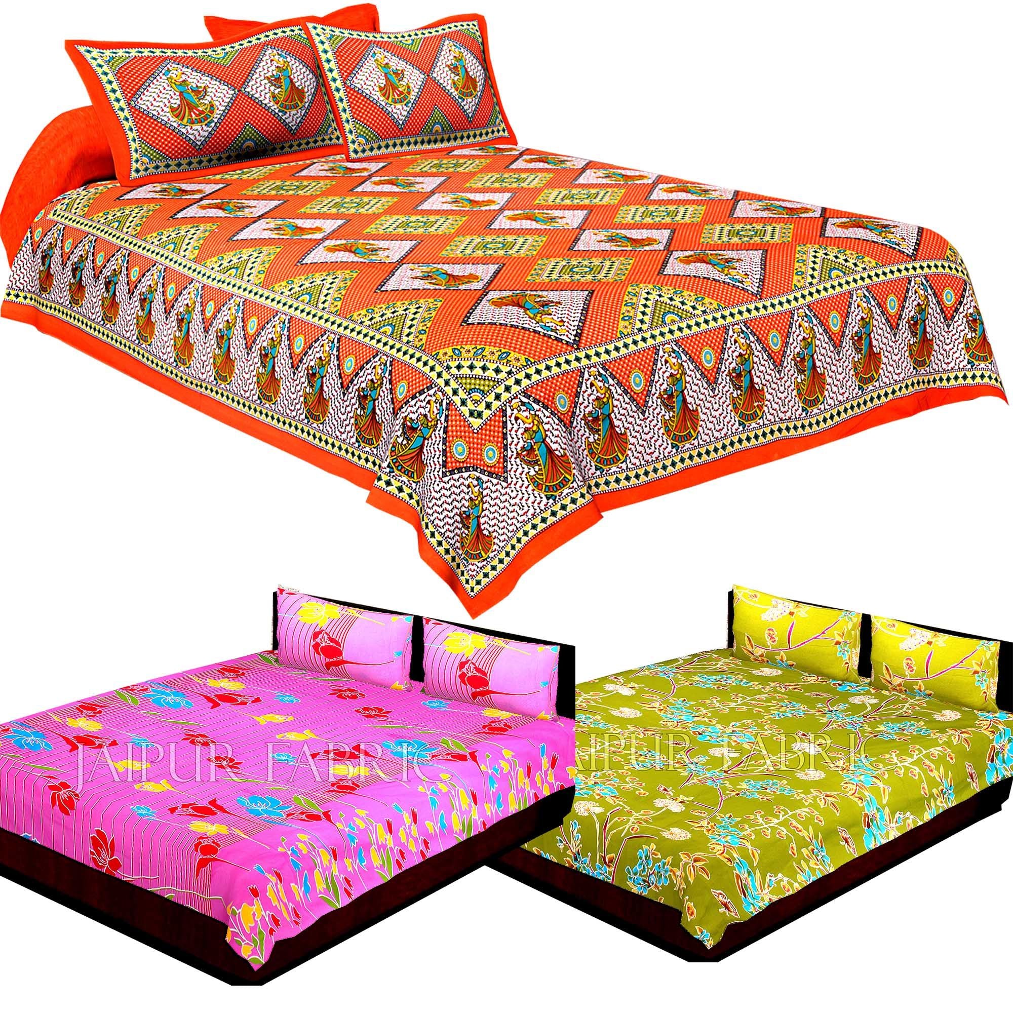 COMBO33 - Set of 3 Double Bedsheets with 6 Pillow Covers