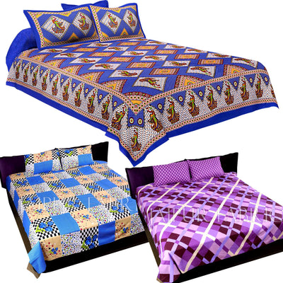 COMBO35 - Set of 3 Double Bedsheets with 6 Pillow Covers