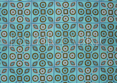 Blue Border Blue Base Multi Shape Pattern Screen Print Cotton Double Bed Sheet