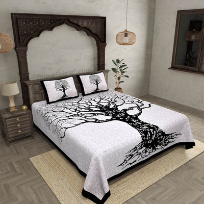 Big Tree Pattern Super Fine Cotton Double Bed Sheet – Choose Your Favorite Border Color