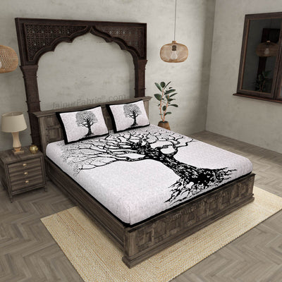 Big Tree Pattern Super Fine Cotton Double Bed Sheet – Choose Your Favorite Border Color
