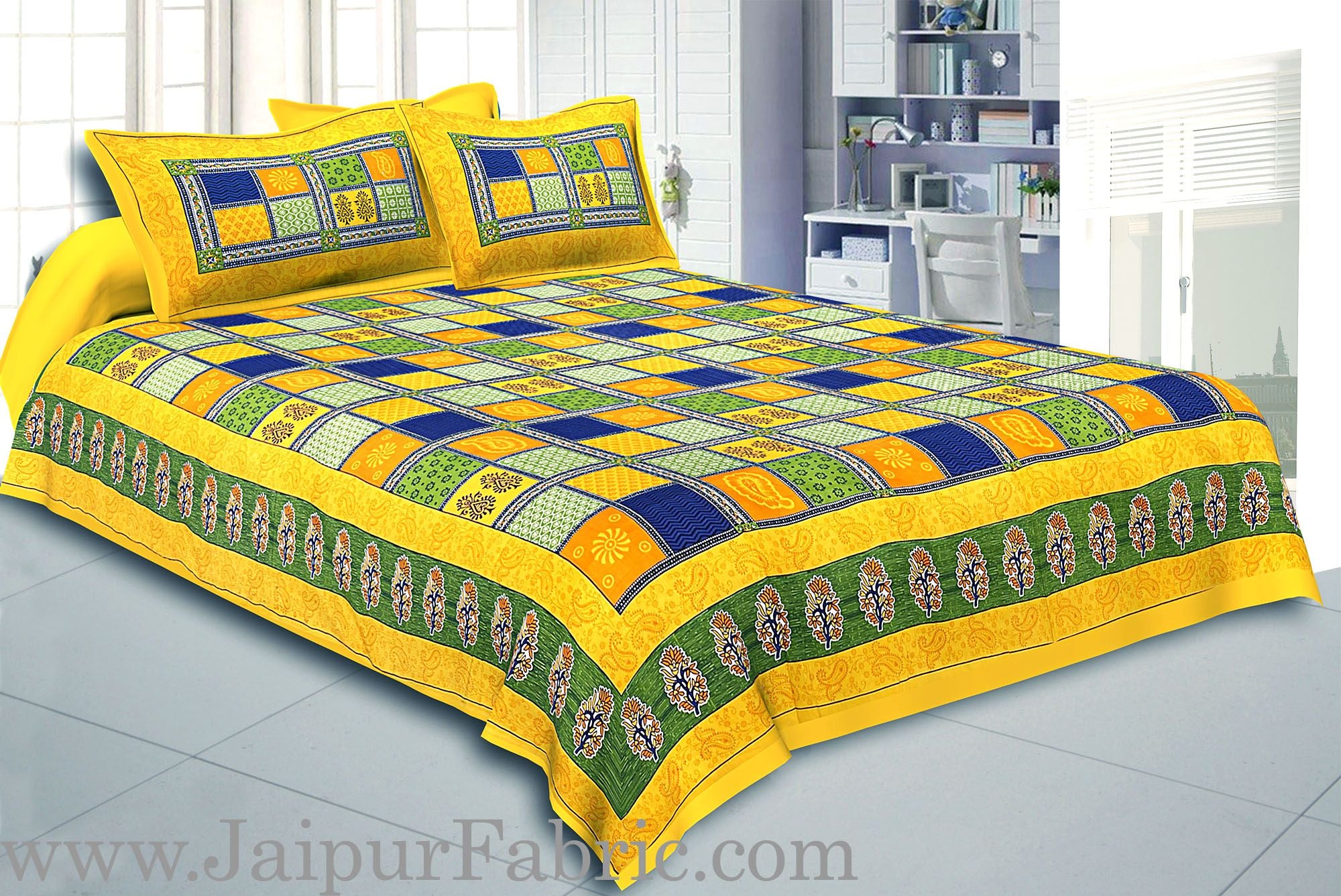 Multicolor Checkered Super Fine Cotton Double Bedsheet Combo of 4