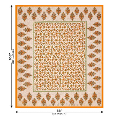Yellow Border Tropical keri Design Cotton Double Bed Sheet