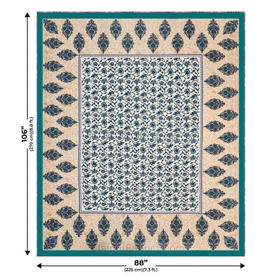 Sea Green  Border Tropical keri Design Cotton Double Bed Sheet