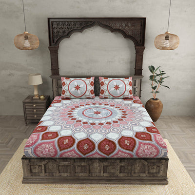 Sacred Shells Peach Cotton Double Bedsheet