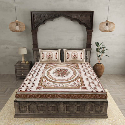 Welcome Ganpati Pink Cotton Double Bedsheet