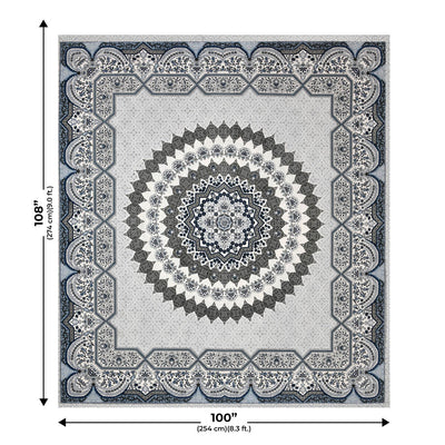 Flowery Mat Grey Cotton Double bedsheet