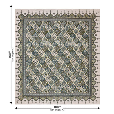 Festival Waves Green Cotton Double Bedsheet