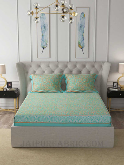 Montrose Leaves Cadet Green Double Bedsheet
