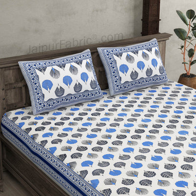 Morr Pankh Blue Double Bedsheet