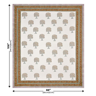 Holy Banyan Tree Pink Hand Block Print Double Bedsheet
