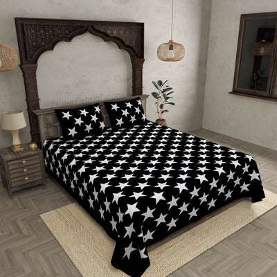 Shining Stars On Night Black Bedsheet