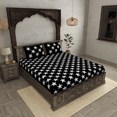 Shining Stars On Night Black Bedsheet