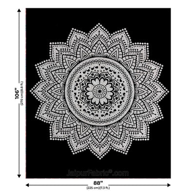 Big Rangoli Print Black & White Bedsheet