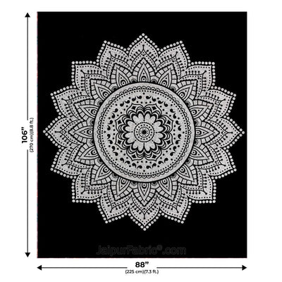 Big Rangoli Print Black & White Bedsheet