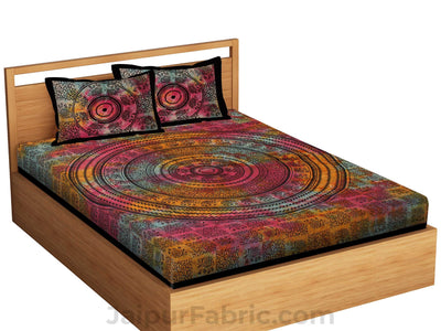 Tie Dye Mandala Print  Bed Sheet with 2 Pillow Covers cum Tapestry