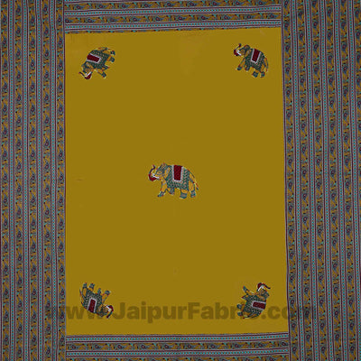 Applique Mehandi Green Elephant Jaipuri  Hand Made Embroidery Patch Work Double Bedsheet