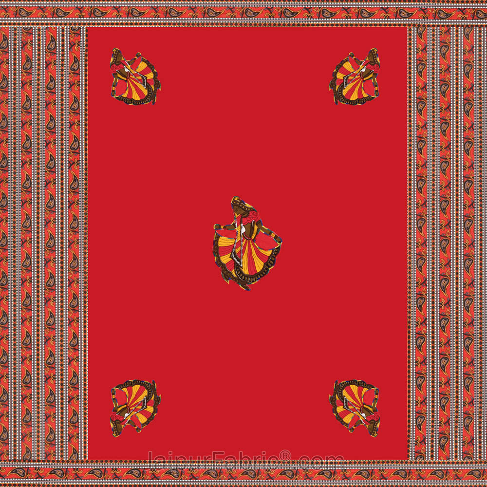 Applique Red Gujri Jaipuri  Hand Made Embroidery Patch Work Double Bedsheet