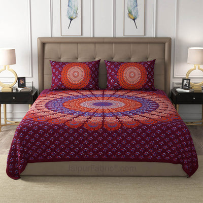 Maroon Mandala Cotton Double Bedsheet