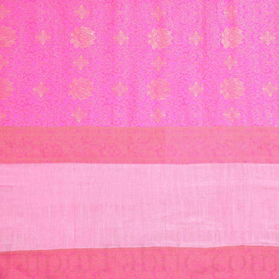 Pink Rajasthani Zari Embroidered Lace Work Silk Double Bed Sheet