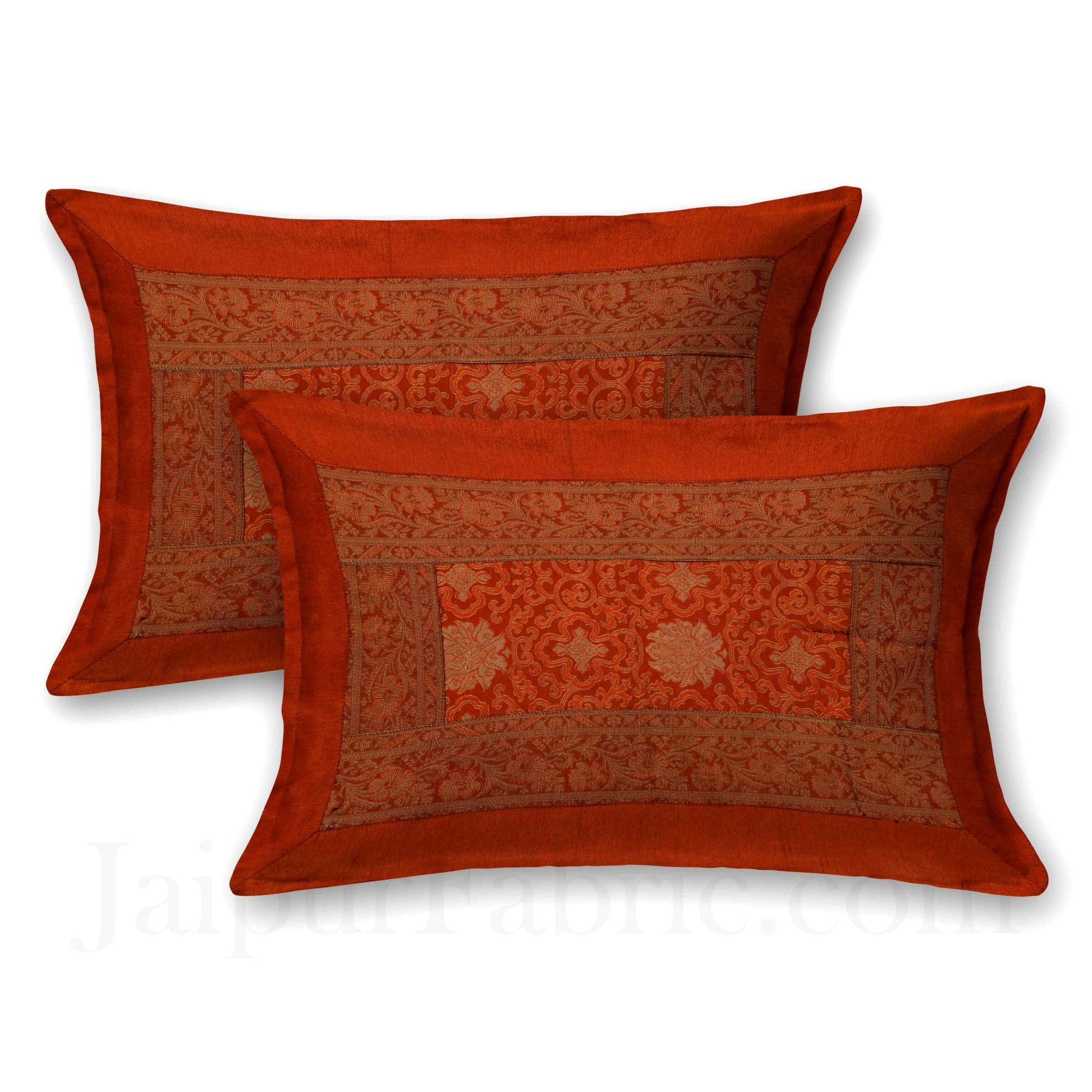 Brown Rajasthani Zari Embroidered Lace Work Silk Double Bed Sheet