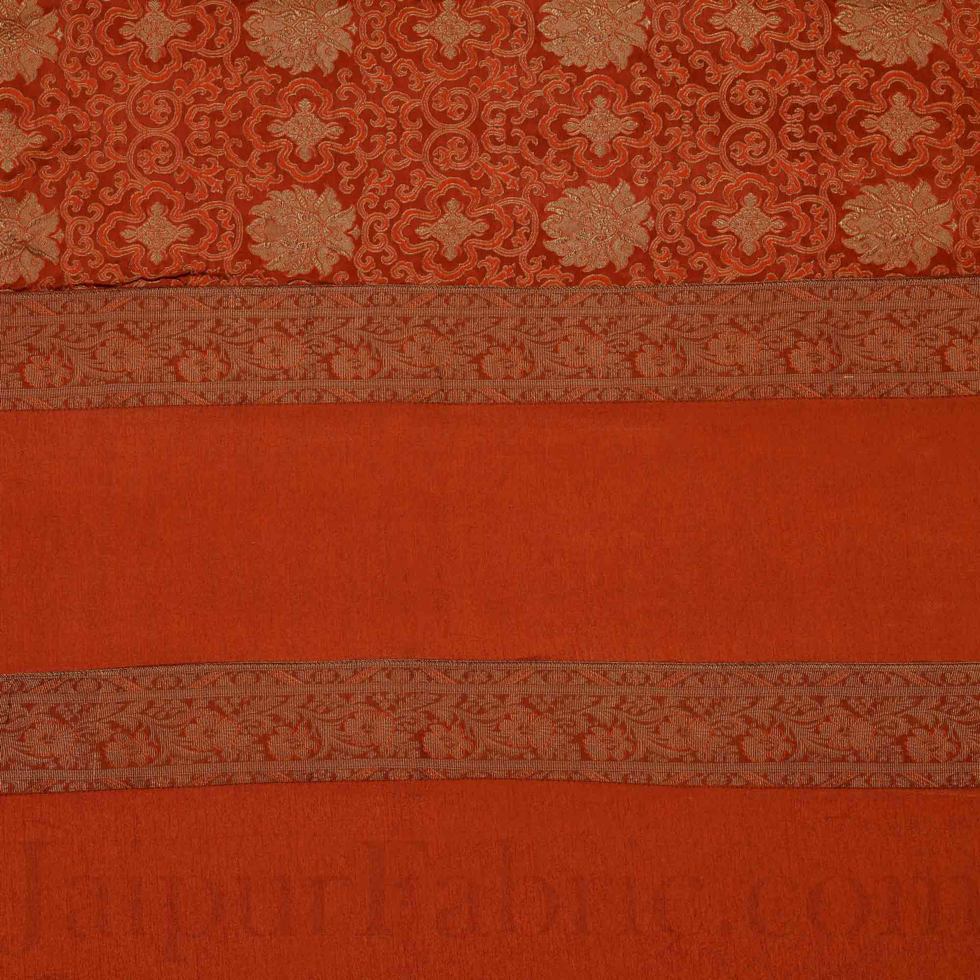 Brown Rajasthani Zari Embroidered Lace Work Silk Double Bed Sheet