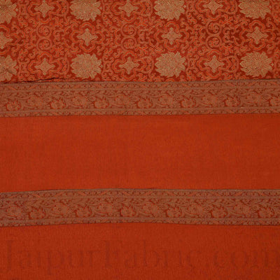 Brown Rajasthani Zari Embroidered Lace Work Silk Double Bed Sheet