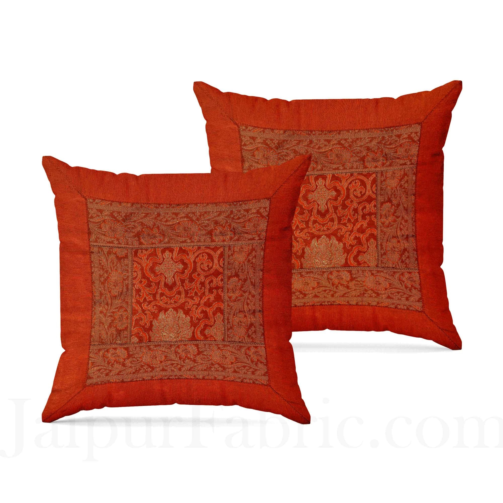 Brown Rajasthani Zari Embroidered Lace Work Silk Double Bed Sheet