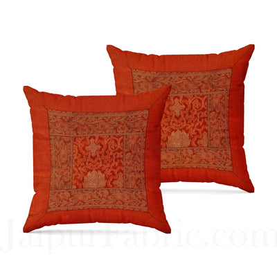Brown Rajasthani Zari Embroidered Lace Work Silk Double Bed Sheet