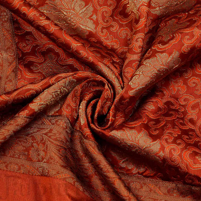 Brown Rajasthani Zari Embroidered Lace Work Silk Double Bed Sheet