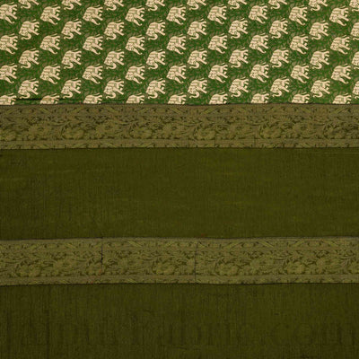 Green Rajasthani Zari Embroidered Lace Work Silk Double Bed Sheet