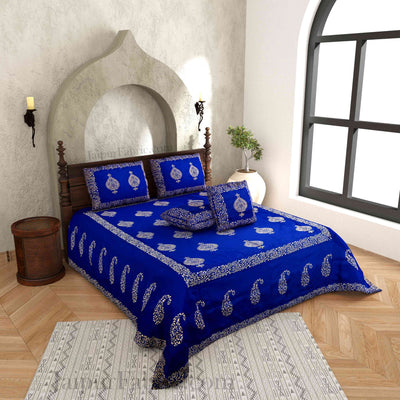 Khadi Print Hand Block Work Silk Double Bedsheet – Choose Your Favorite Color