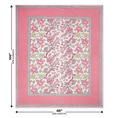 Bloom Pink Combo of Pure Cotton Double Bedsheet and Double Bed Comforter
