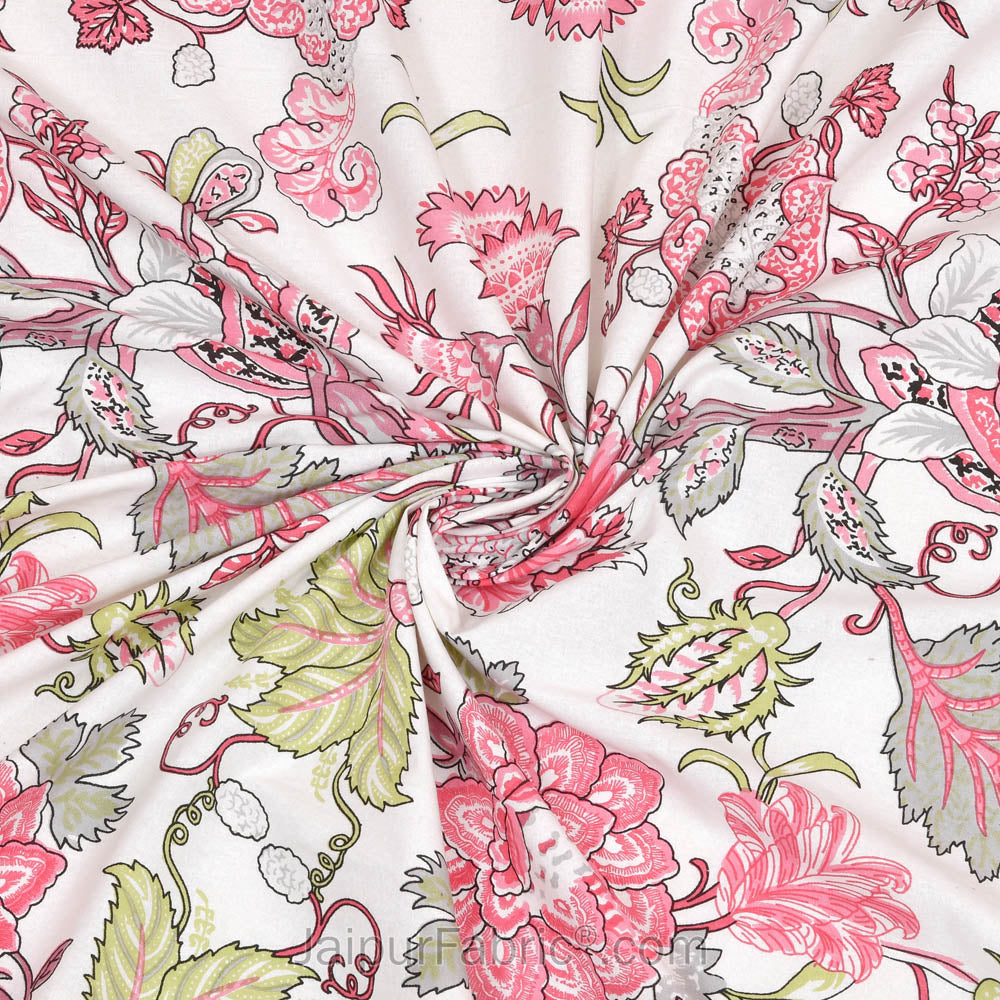 Bloom Pink Combo of Pure Cotton Double Bedsheet and Double Bed Dohar