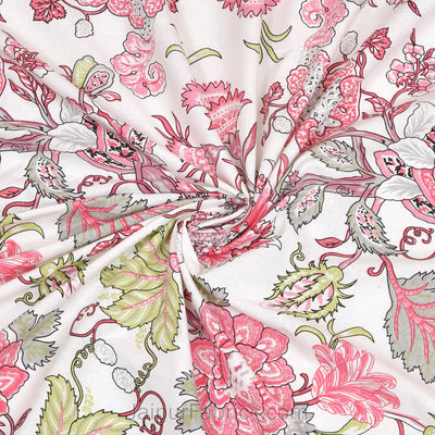 Bloom Pink Combo of Pure Cotton Double Bedsheet and Double Bed Dohar