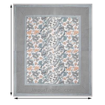 Green Gala Flowers Double bedsheet