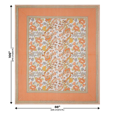 Orange Gala Flowers Double bedsheet