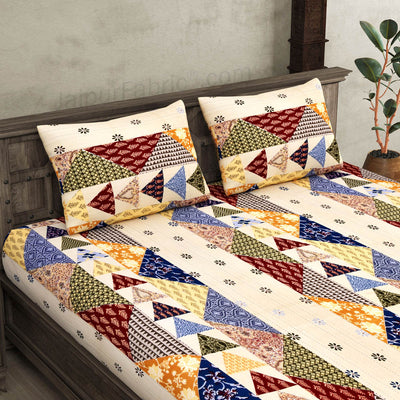 COMBO348 Twill Cotton 2 Double Bed Sheet + 4 Pillow Cover