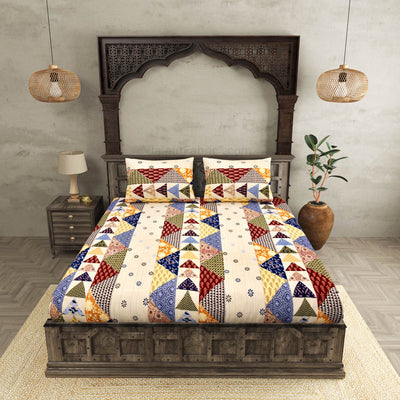 COMBO348 Twill Cotton 2 Double Bed Sheet + 4 Pillow Cover