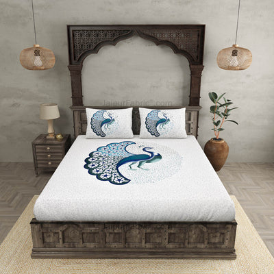 Peacock Harmony Cotton Double Bedsheet Combo